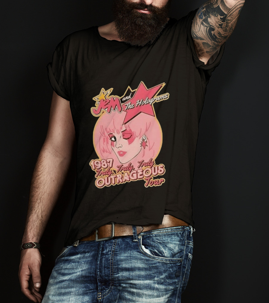 1987 Truly Outrageous Tour Jem And The Holograms Retro Pink Star T-Shirt