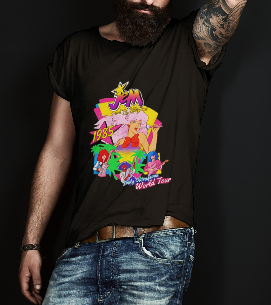 Jem And The Holograms 1985 Truly Outrageous World Tour Retro Concert Fan T-Shirt