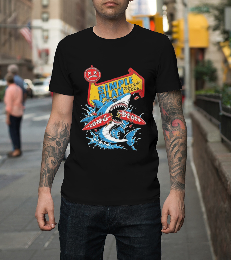 Simple Plan Shark Long Beach July 25 2026 T-Shirt