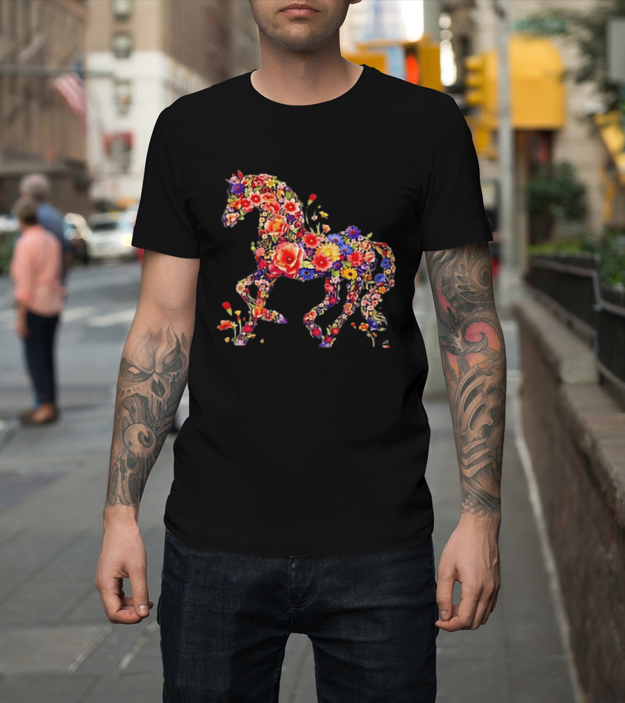 Unicorn Floral Blossoms Mythical Fantasy Animal Nature Garden Botanical T-Shirt