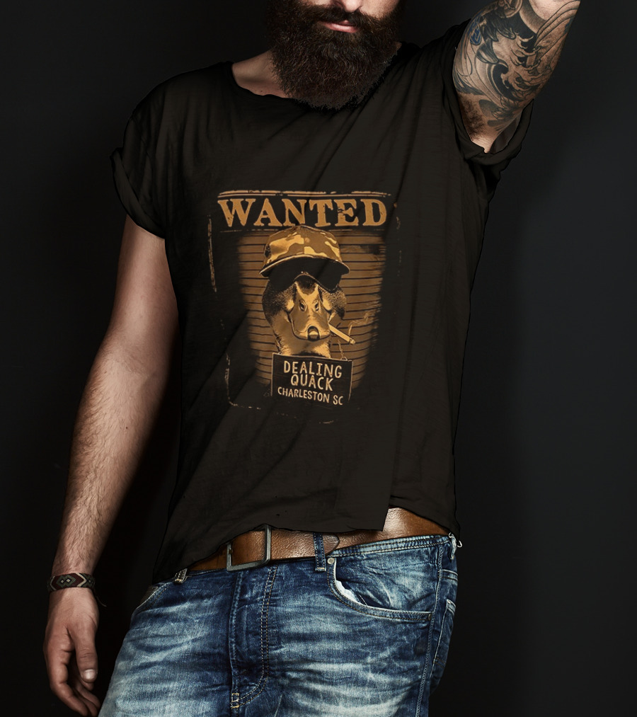 Wanted Duck Dealing Quack Charleston SC Camouflage Hat Smoking Duck T-Shirt