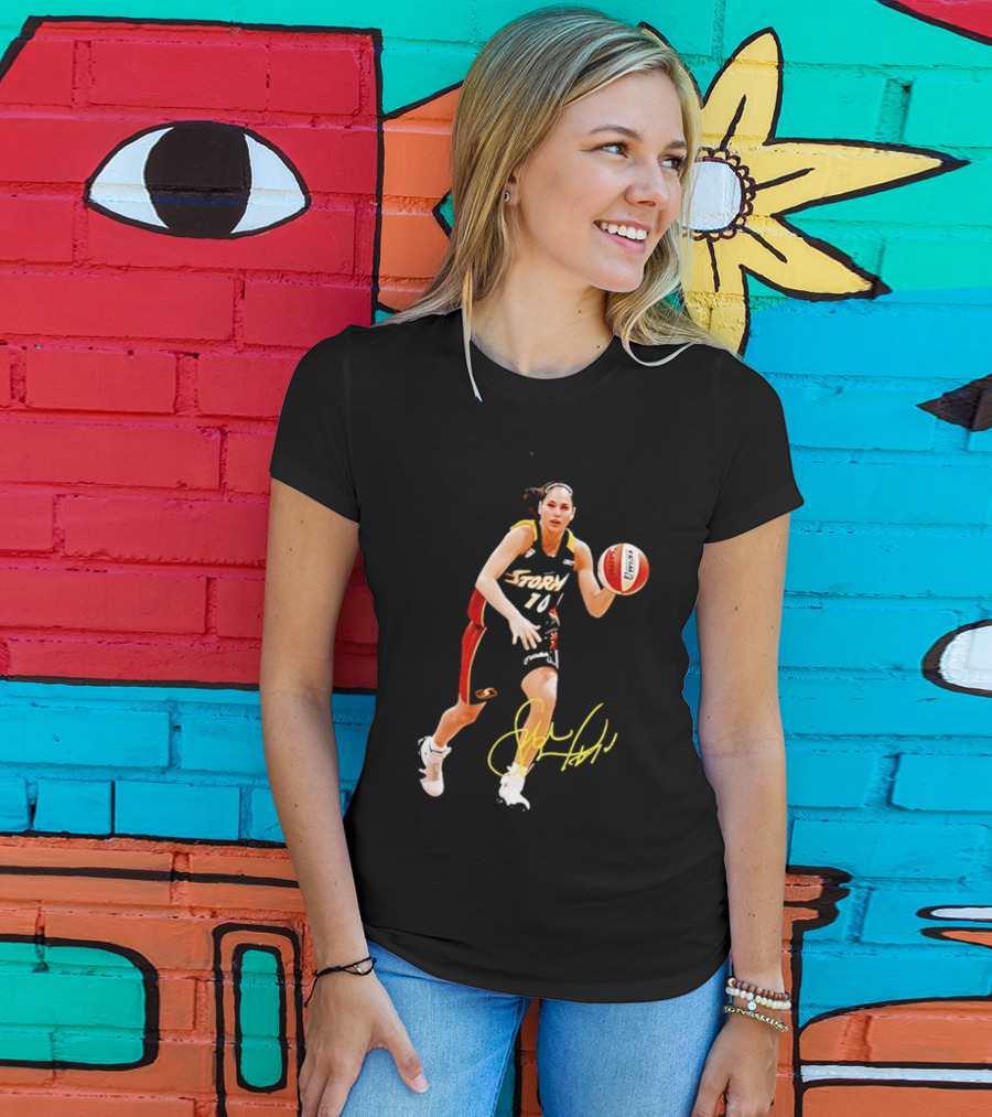 Sue Bird Autograph Seattle Storm Dribbling Basketball 10 T-Shirt