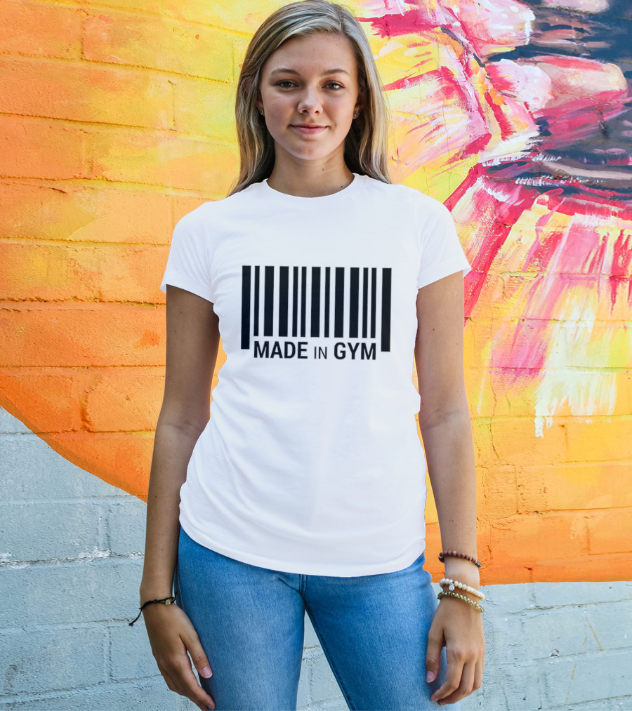 Barcode Made In Gym Fitness Motivational T-Shirt