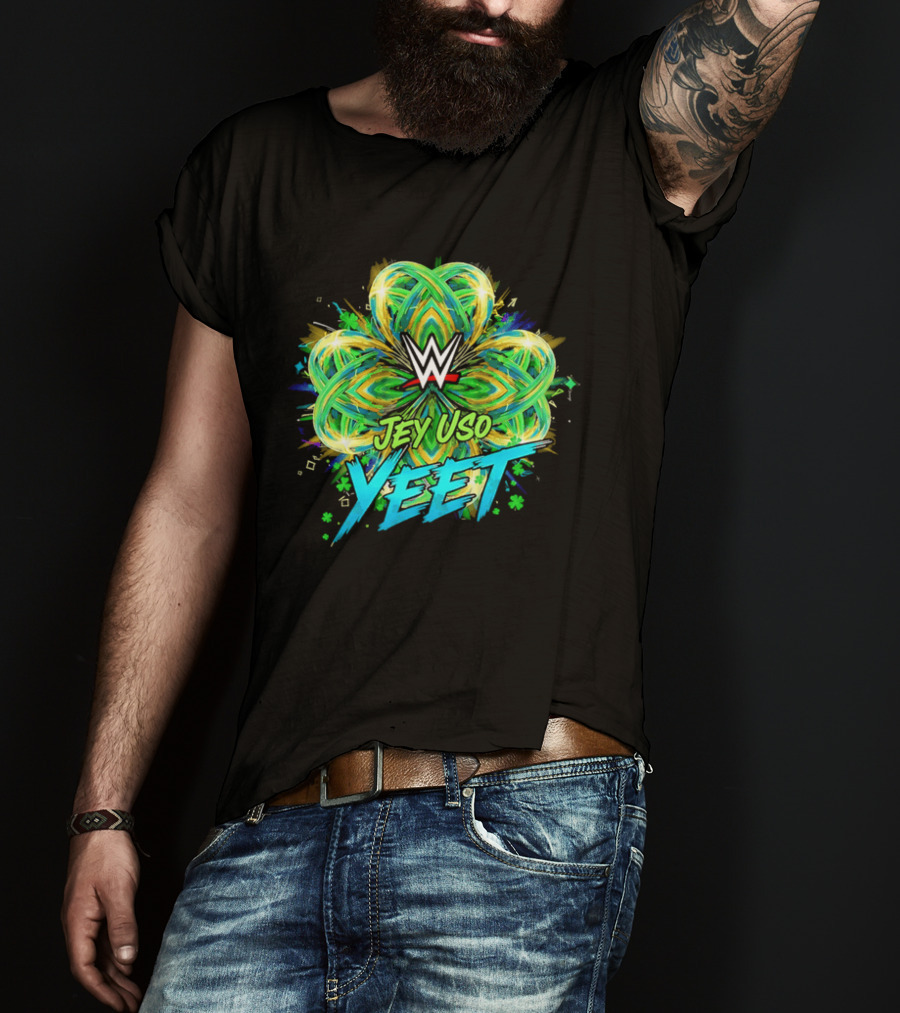 WWE Jey Uso Yeet St Patrick's Day 2026 Clover T-Shirt