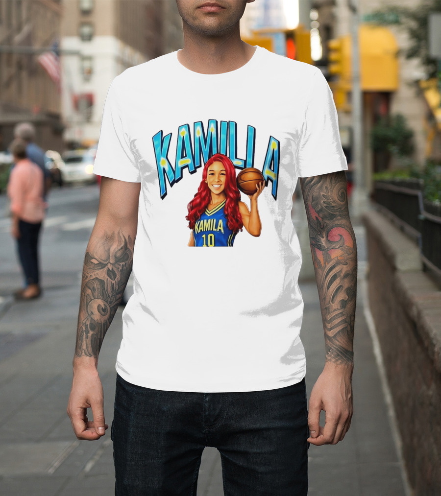 Kamilla Cardoso Basketball Art With Blue And Yellow Jersey T-Shirt