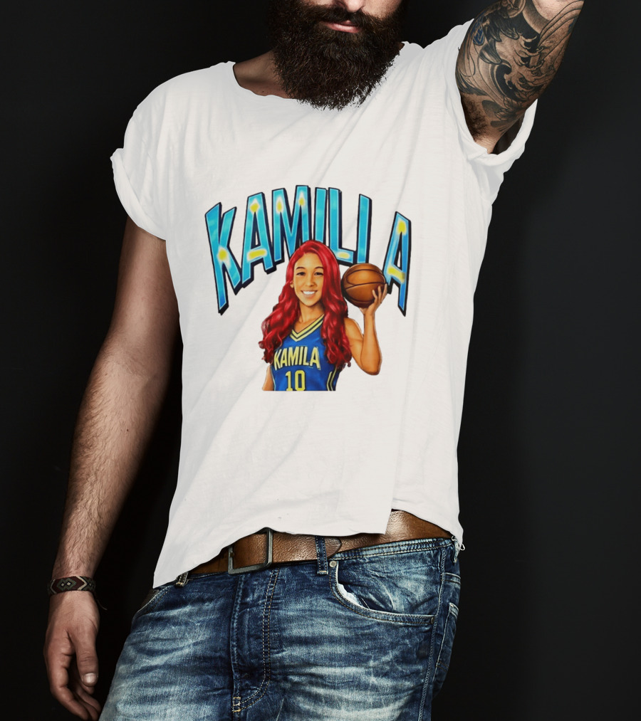 Kamilla Cardoso Basketball Art With Blue And Yellow Jersey T-Shirt