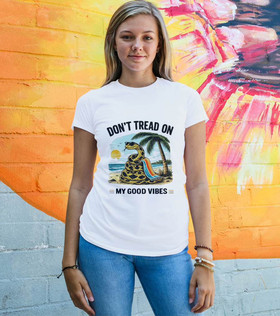 Don't Tread On My Good Vibes Beach Snake Palm Tree Summer T-Shirt
