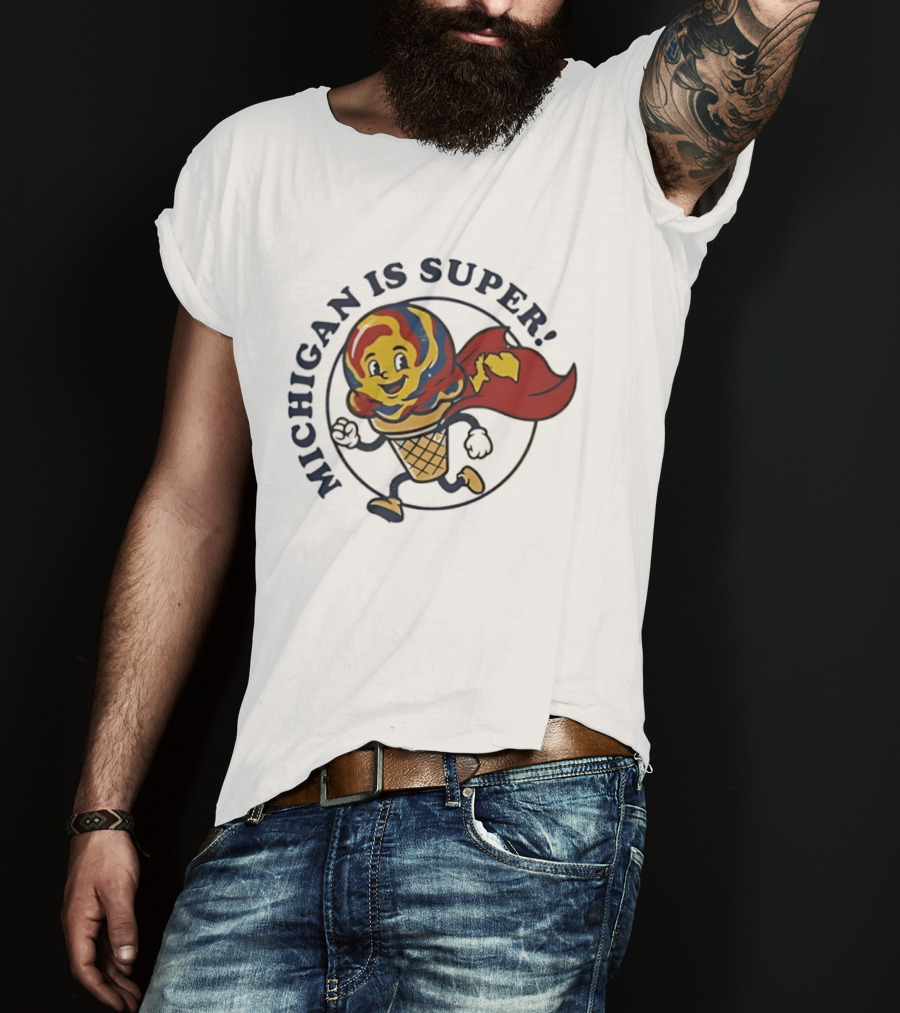 Michigan Is Super Superman Ice Cream Hero Cape Scoops T-Shirt