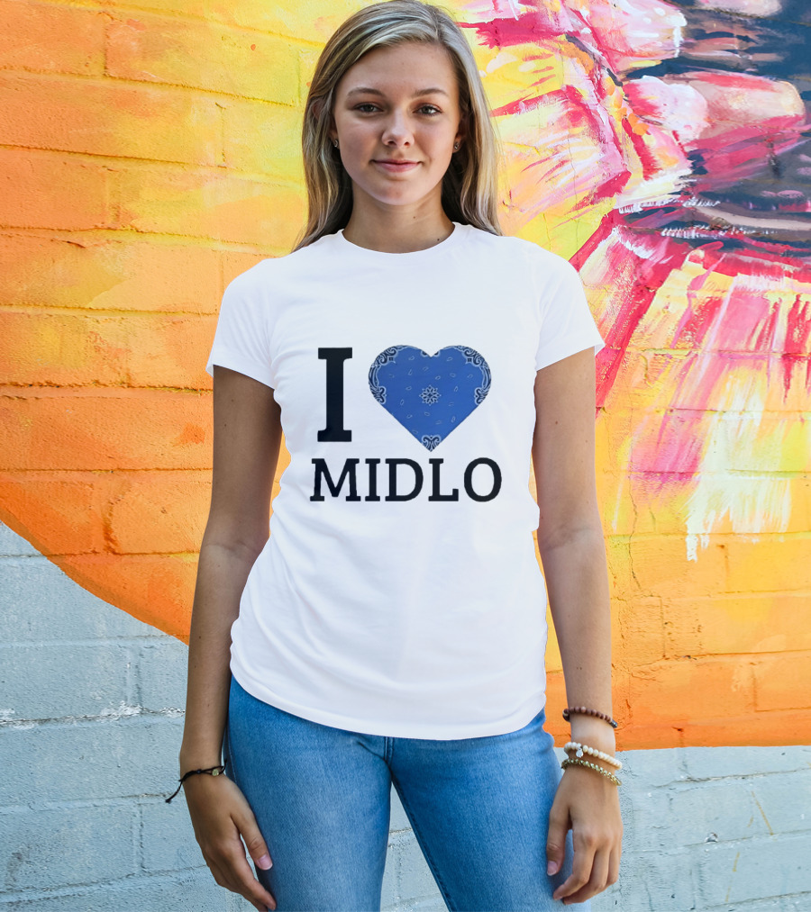 Midlo Love I Heart Blue Bandana T-Shirt