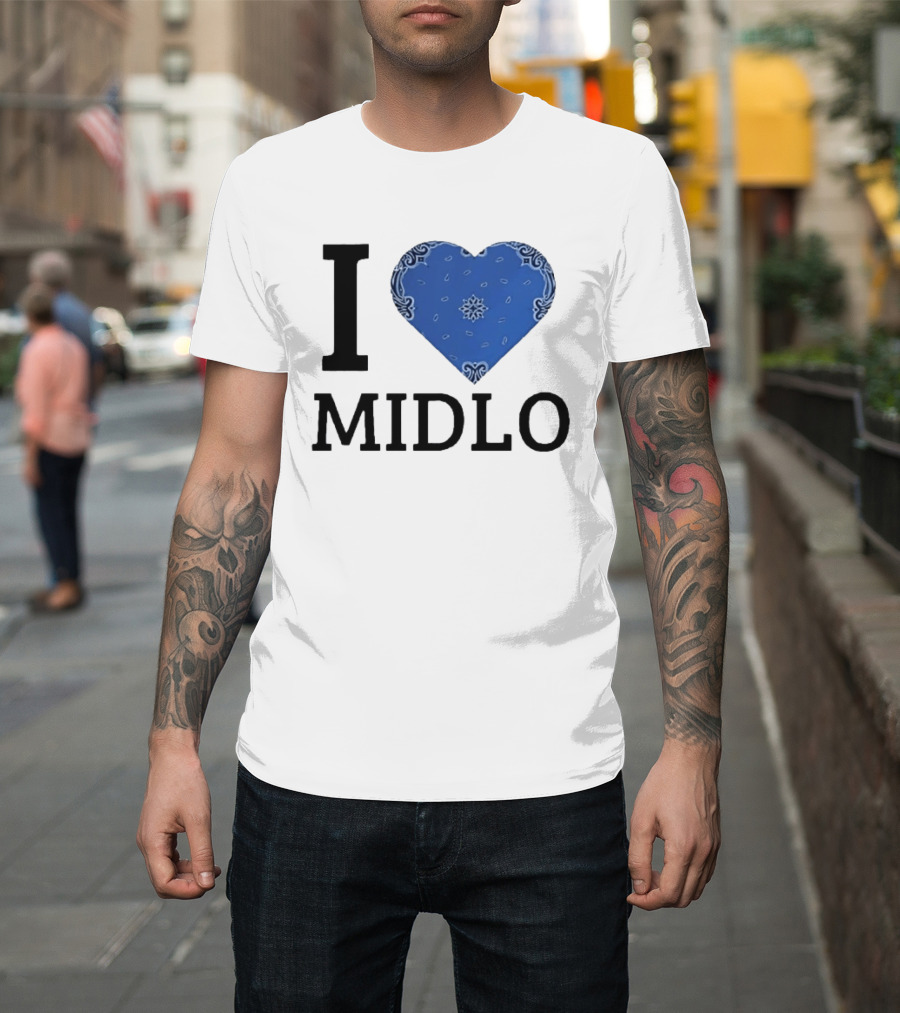 Midlo Love I Heart Blue Bandana T-Shirt