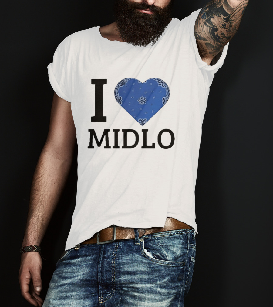 Midlo Love I Heart Blue Bandana T-Shirt