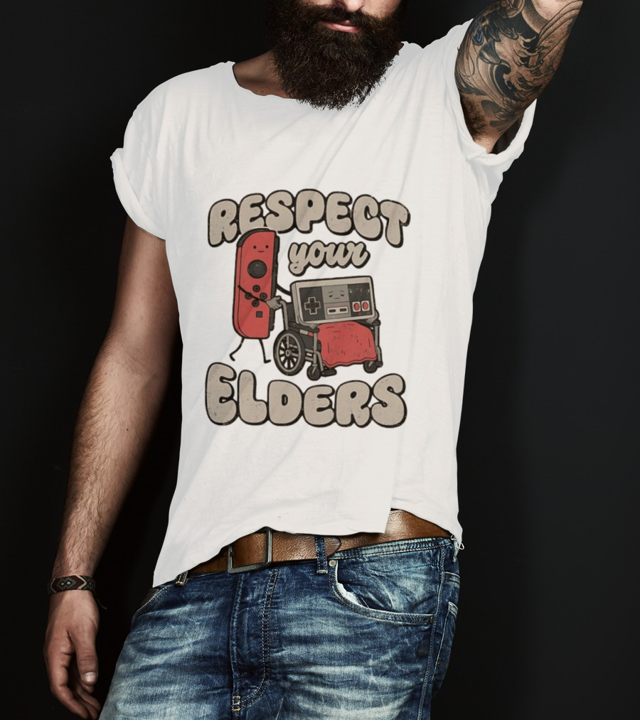 Respect Your Elders Retro Game Console Humor T-Shirt