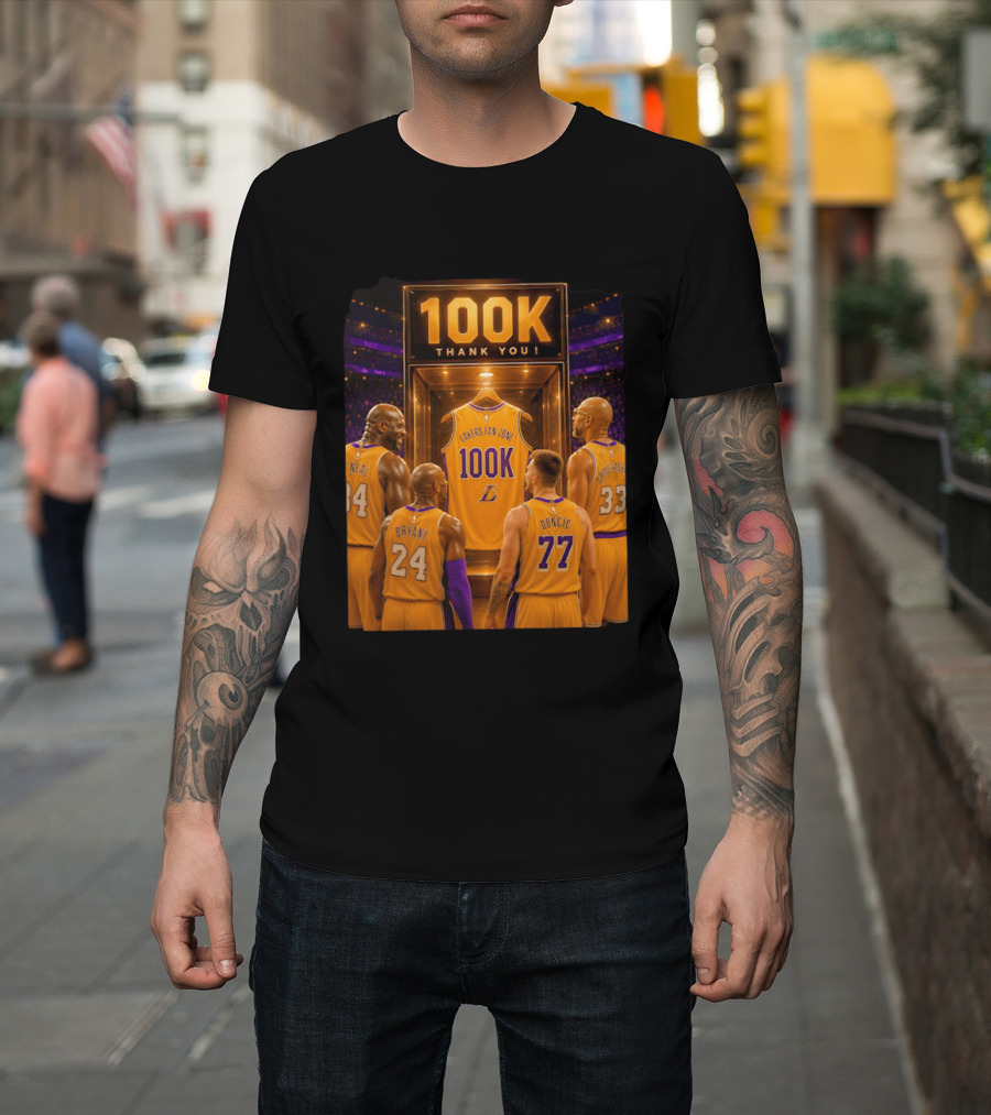 100K Thank You Lakers Fan Zone Players Shaq Kobe Abdul Jabbar T-Shirt