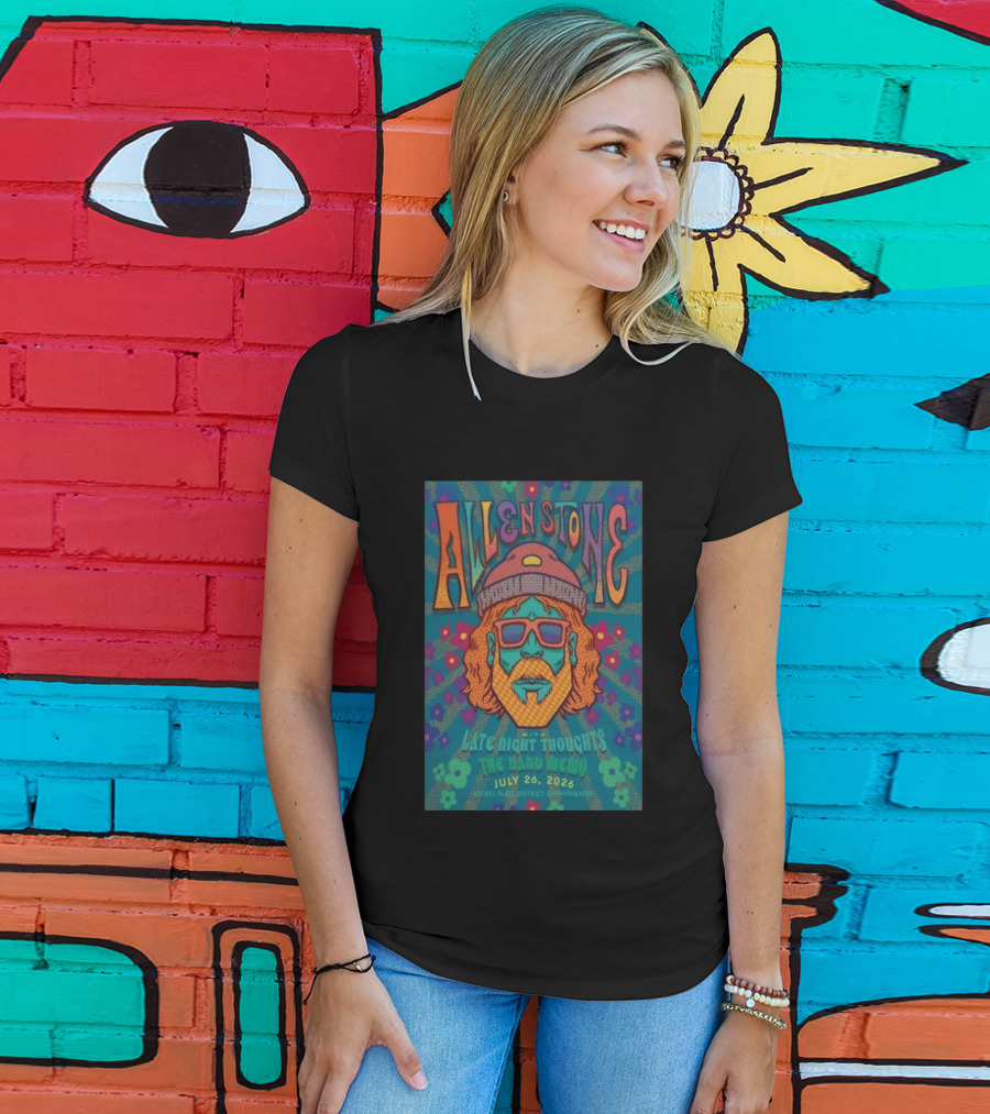 Allen Stone Fishers Indiana Late Night Thoughts The Band Memo July 26 2026 Nickel Plate District Amphitheater T-Shirt