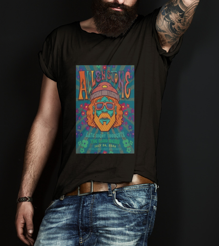 Allen Stone Fishers Indiana Late Night Thoughts The Band Memo July 26 2026 Nickel Plate District Amphitheater T-Shirt