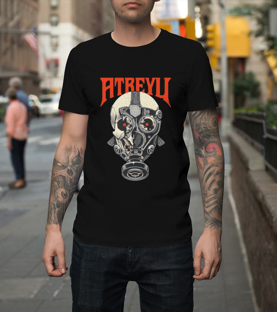 Atreyu Skull Gas Mask With Red Eyes T-Shirt