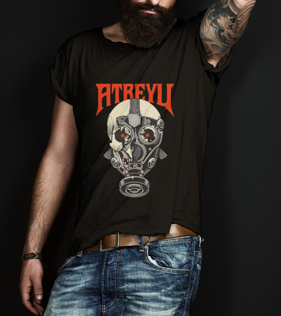 Atreyu Skull Gas Mask With Red Eyes T-Shirt