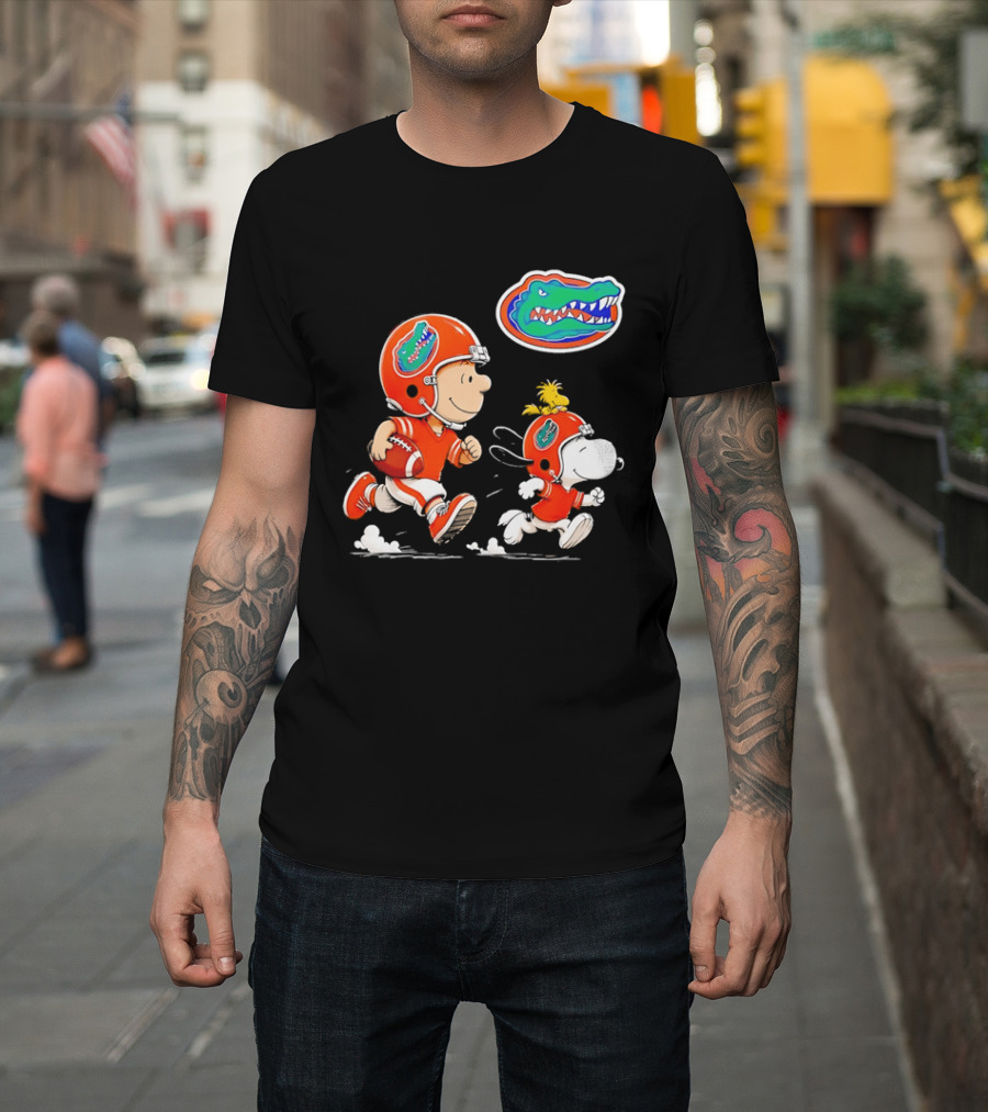 Charlie Brown Snoopy Florida Gators Football Running Kids T-Shirt