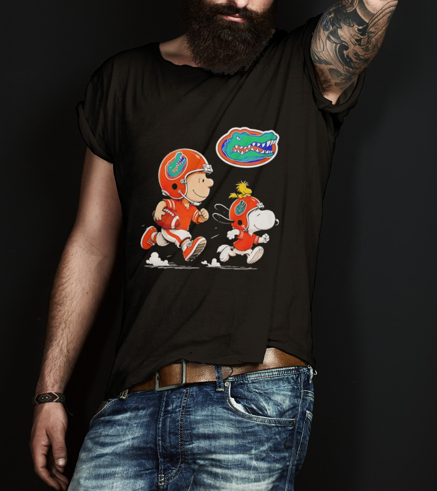 Charlie Brown Snoopy Florida Gators Football Running Kids T-Shirt