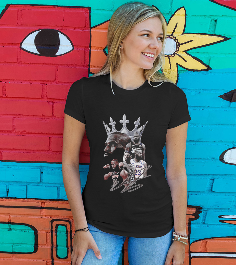 Lebron James Crown Collage Cleveland Miami Lakers Philadelphia 76ers T-Shirt