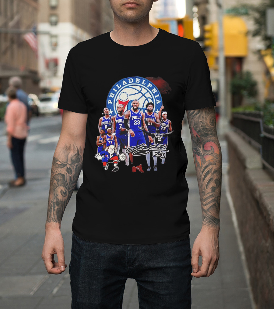 Philadelphia 76ers LeBron James 23 Phila Basketball Team Collage T-Shirt