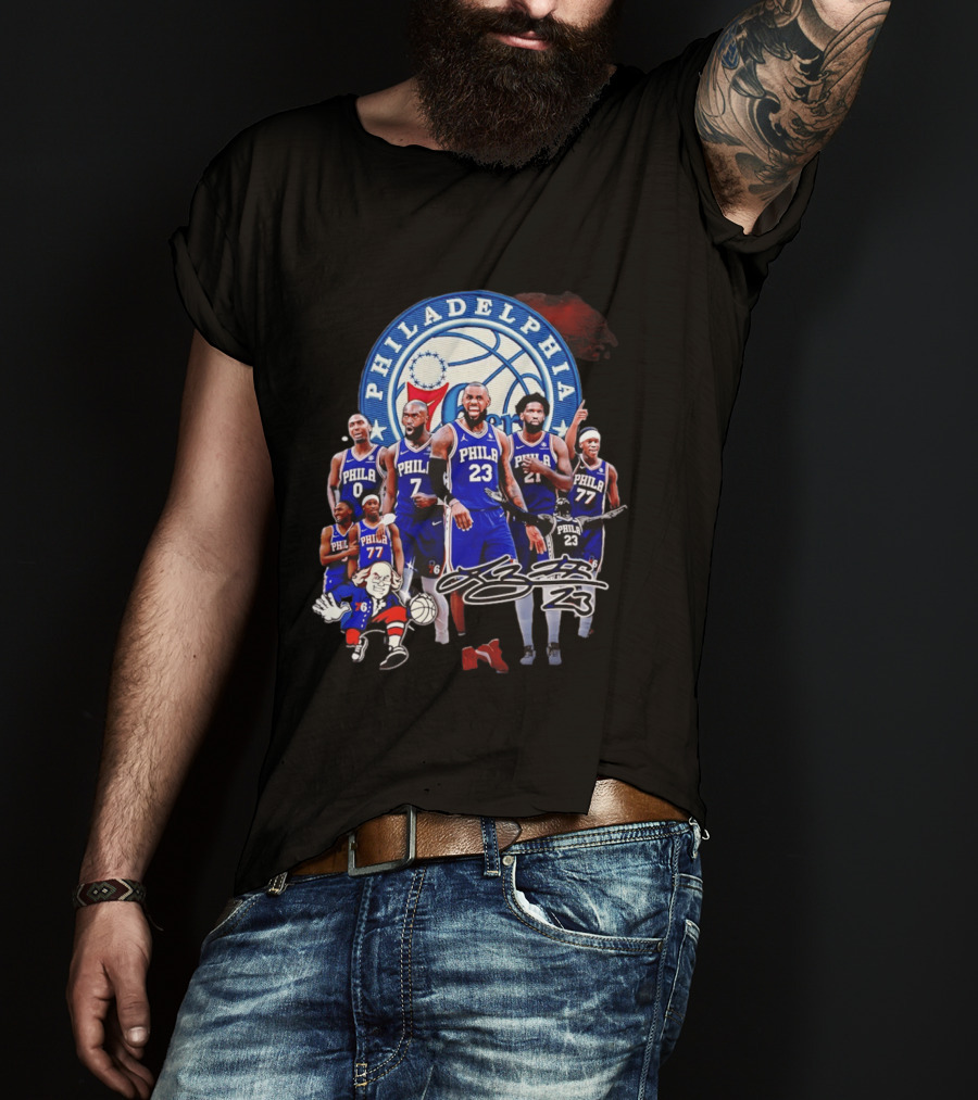 Philadelphia 76ers LeBron James 23 Phila Basketball Team Collage T-Shirt