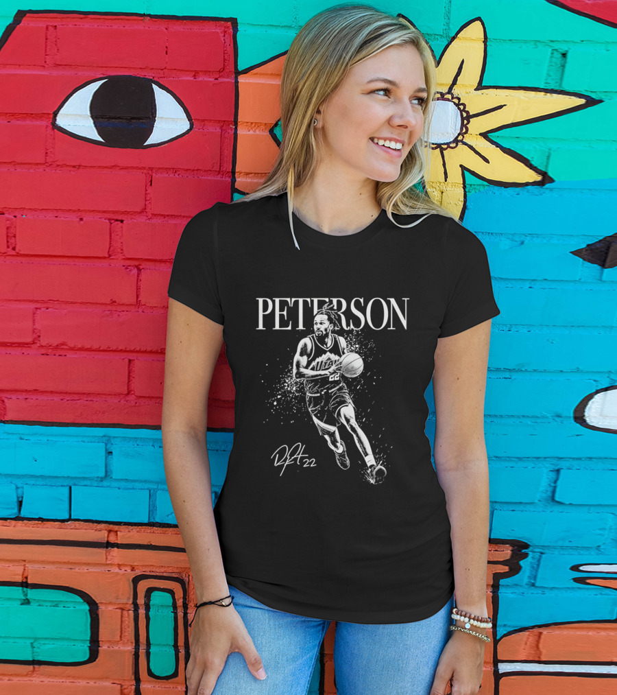 Peterson Utah Jazz Darryn Peterson Basketball Art Mono 22 T-Shirt