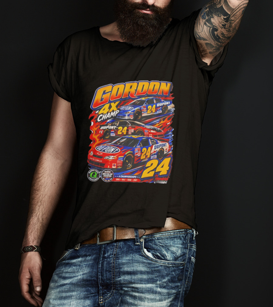 Gordon 4X Champ Number 24 Dupont Racing Car 4 Championships T-Shirt