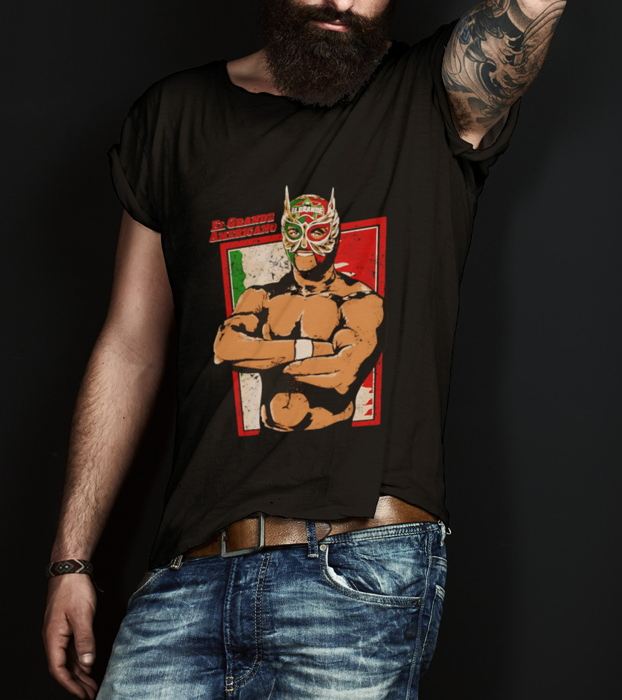 El Grande Americano Lucha Libre Wrestler Mexican Flag Masked Hero T-Shirt