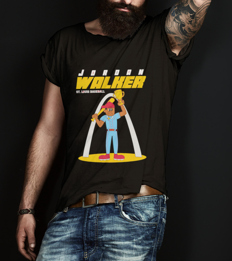 Jordan Walker St. Louis Baseball Animated Trophy Celebration T-Shirt