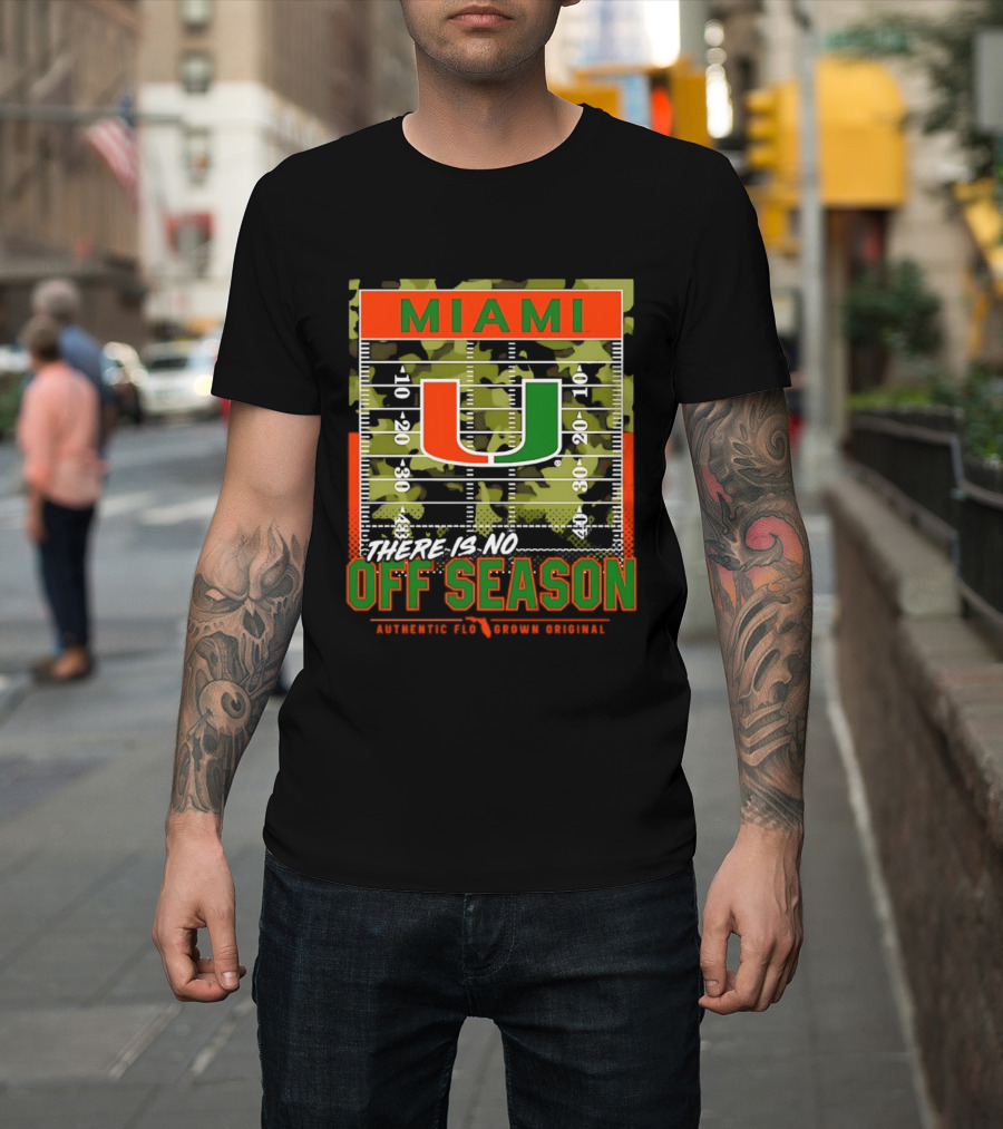 Miami Hurricanes U No Off Season Football Field Camo T-Shirt
