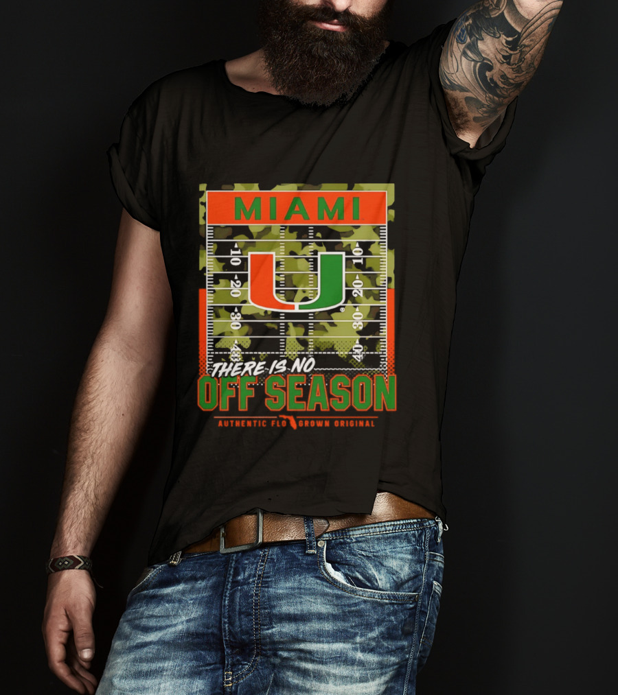 Miami Hurricanes U No Off Season Football Field Camo T-Shirt