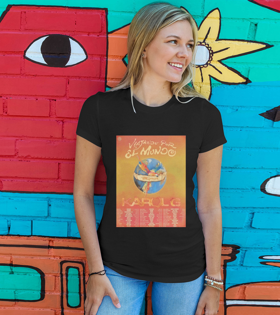 Karol G Viajando Por El Mundo Tropitour 2026 World Tour Dates Colorful Parrot T-Shirt