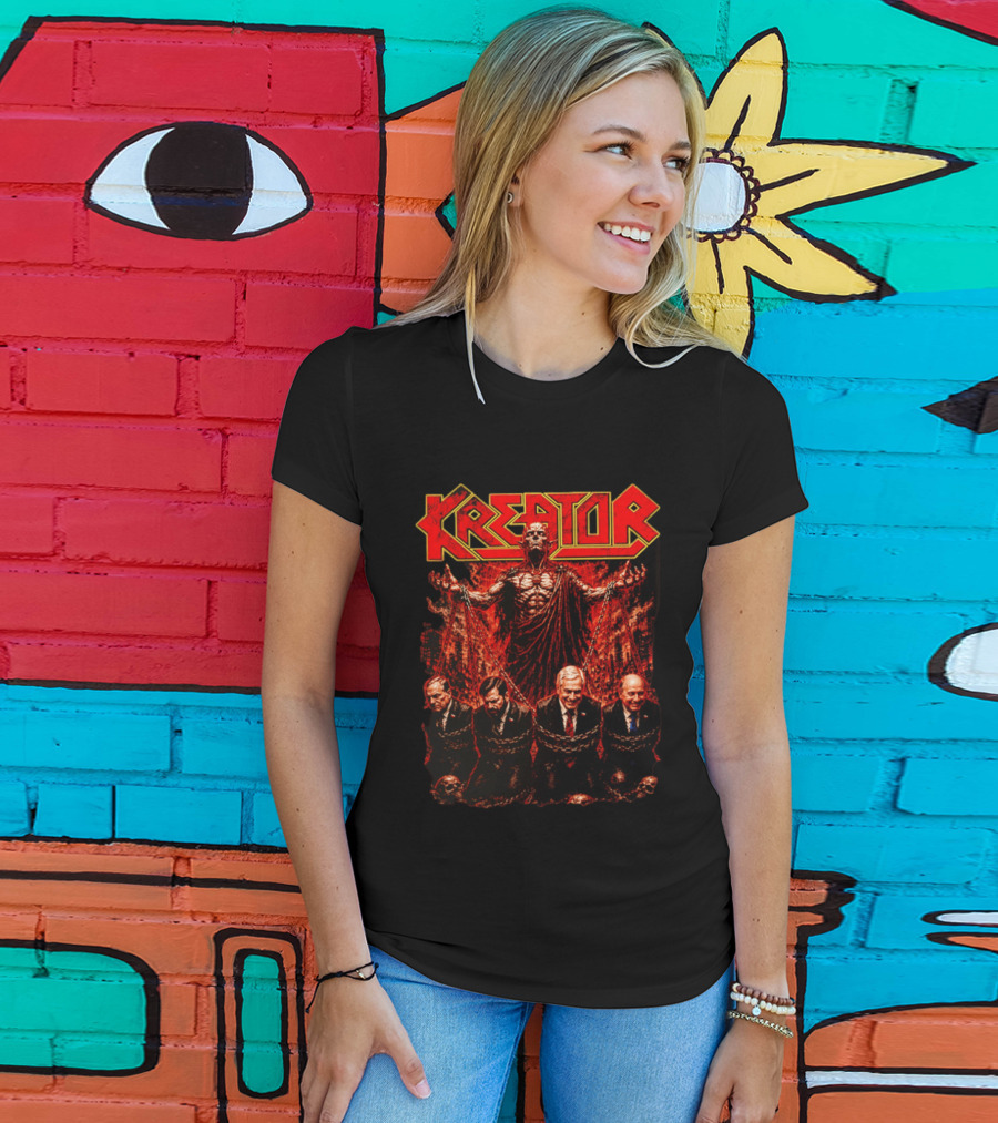 Kreator Devil Symbolism With Chilean Politicians Bound In Chains T-Shirt