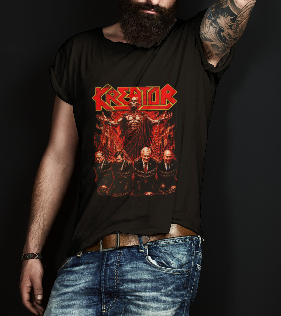 Kreator Devil Symbolism With Chilean Politicians Bound In Chains T-Shirt