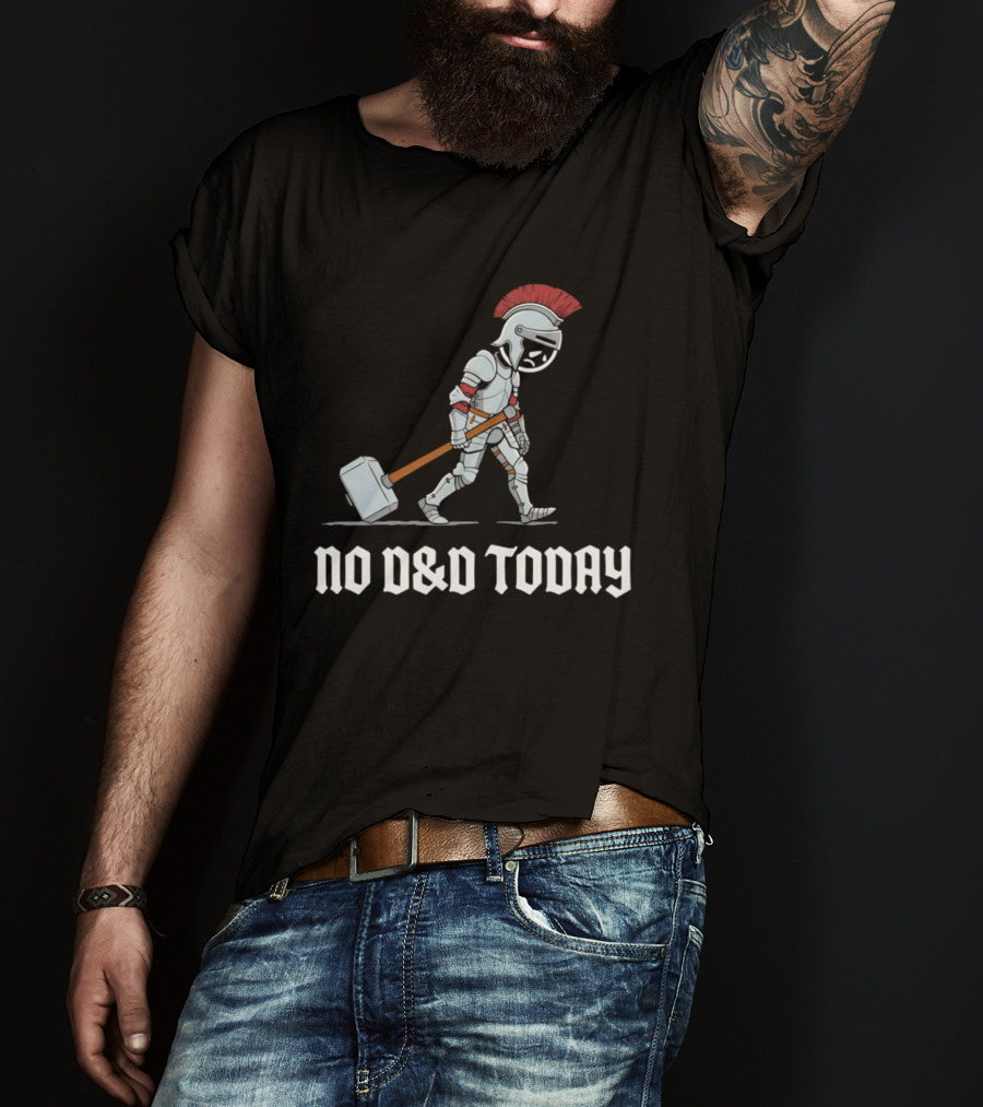 No D&D Today Cartoon Paladin Armor And Hammer T-Shirt