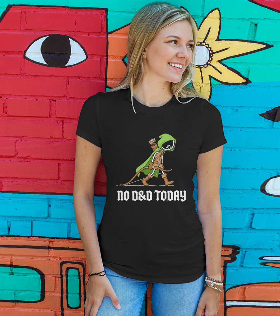 No D&D Today Ranger Cartoon Archer Green Hood Bow And Arrows T-Shirt