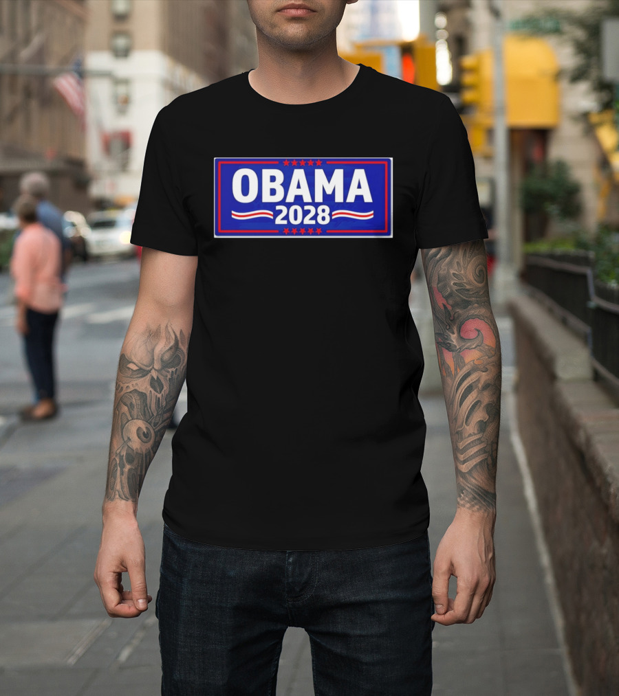Obama 2028 Stars Stripes Political Campaign T-Shirt