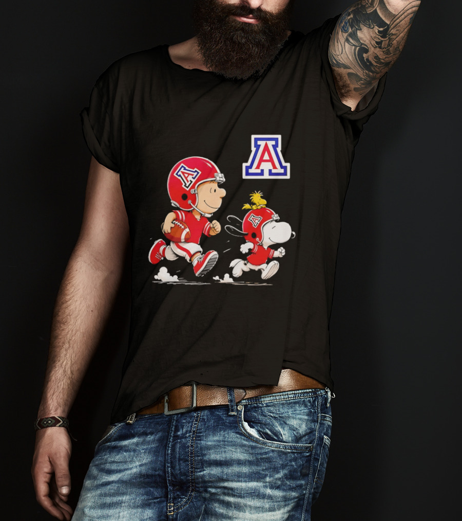 Peanuts Characters Football Arizona Wildcats Team Helmets And Jerseys T-Shirt