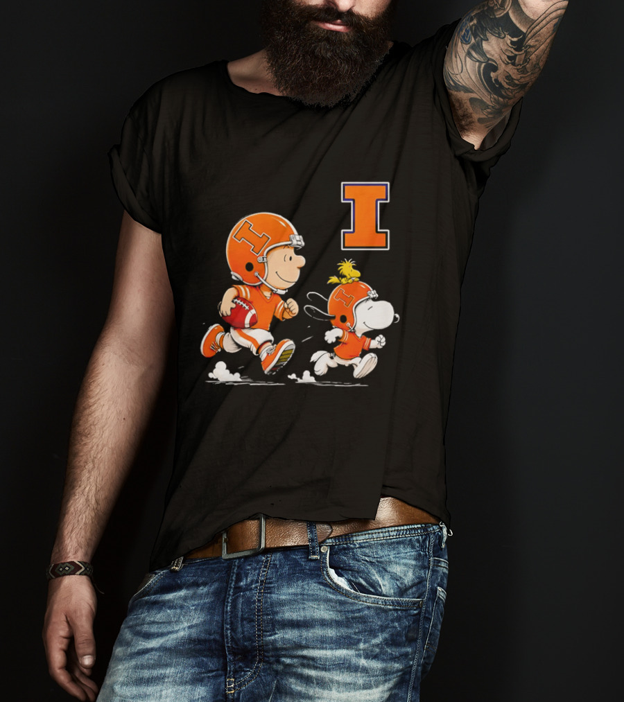 Charlie Brown Snoopy Football Running Letter I Peanuts T-Shirt