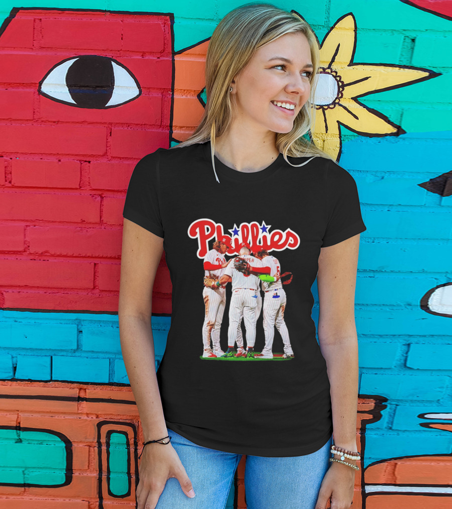 Philadelphia Phillies Team Huddle Harper '26 Baseball Collaboration T-Shirt