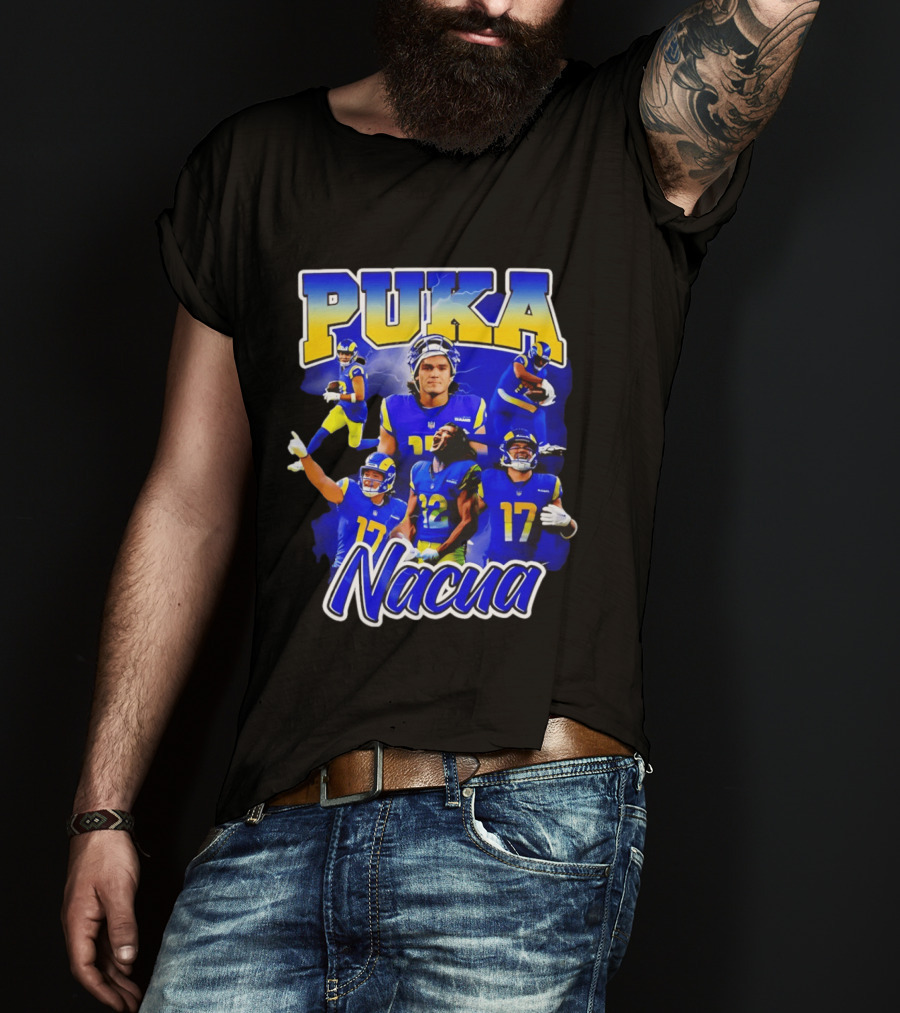 Puka Nacua Los Angeles Rams 17 Football Player Collage T-Shirt