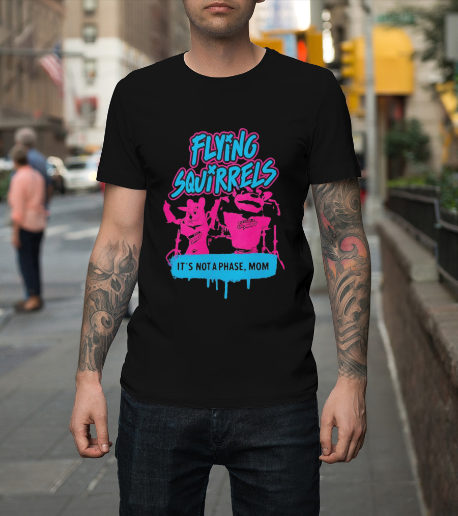 Richmond Flying Squirrels It's Not A Phase Mom Neon Squirrel Characters T-Shirt