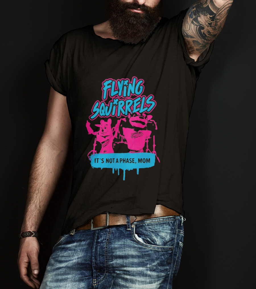 Richmond Flying Squirrels It's Not A Phase Mom Neon Squirrel Characters T-Shirt