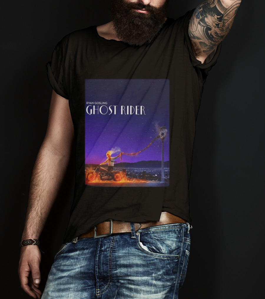 Ryan Gosling Ghost Rider Meets La La Land Lamppost Scene T-Shirt