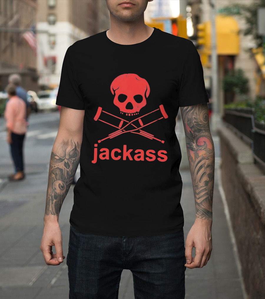 Skull Crutches Jackass Red T-Shirt