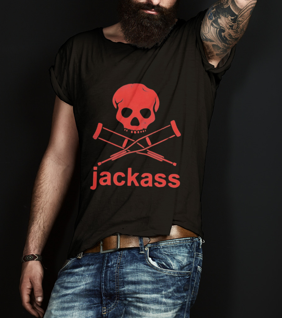 Skull Crutches Jackass Red T-Shirt