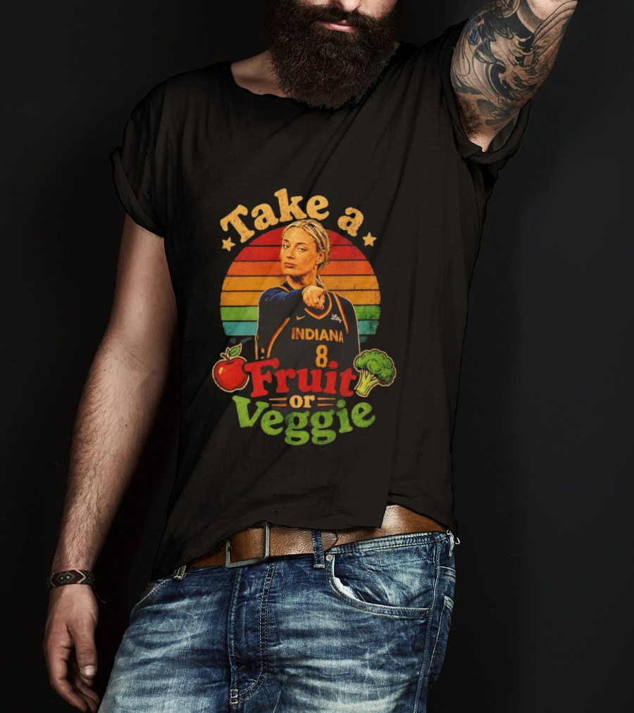 Sophie Cunningham Indiana Fever Take A Fruit Or Veggie Rainbow Stripes T-Shirt