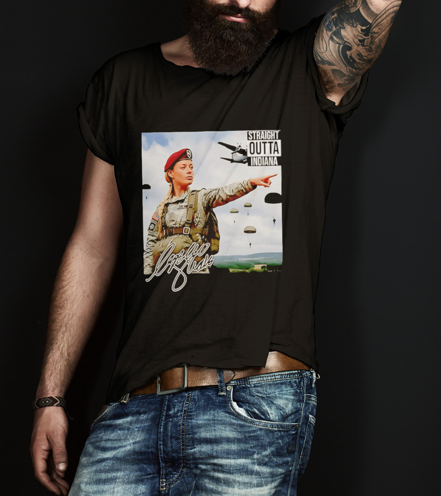 Sophie Cunningham Straight Outta Indiana Military Paratrooper T-Shirt