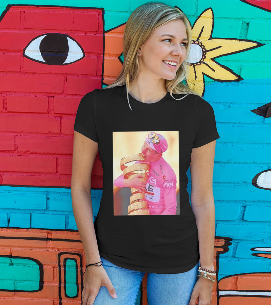 Tadej Pogačar Trophy Celebration UAE Pink Jersey T-Shirt